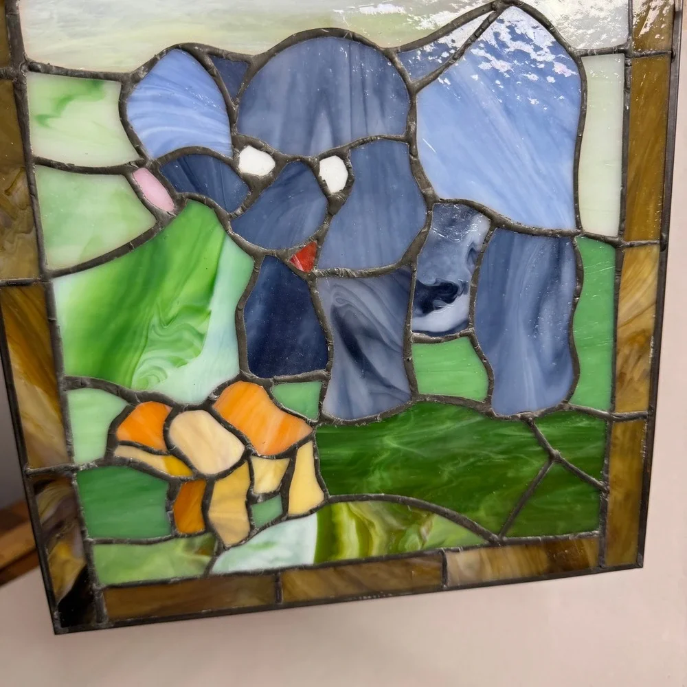 Stained Resin Sun Catcher Elephant Mother Baby Window Decor‎